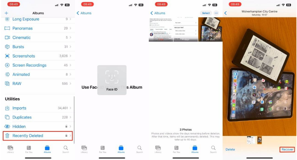 东至苹果14维修分享 iPhone14 上恢复已删除的照片 