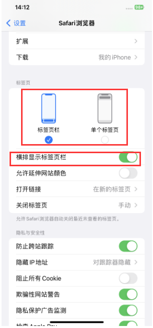 东至苹果手机维修分享Safari浏览器如何切换标签栏位置 